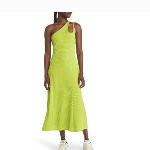 Topshop Lime Green One-Shoulder Dress